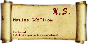 Matias Sólyom névjegykártya